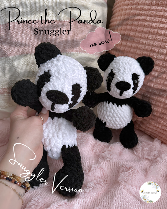 Cuddly Panda Prince Snuggler Pattern - Teddy Bear Crochet Pattern - No Sew Crochet Snuggler Pattern