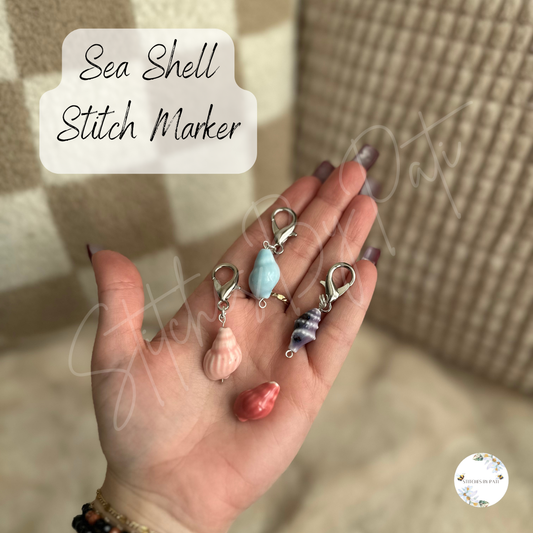 Custom Sea Shell Stitch Marker/Zipper Charm - Lobster Clasp - Crochet/Knitting