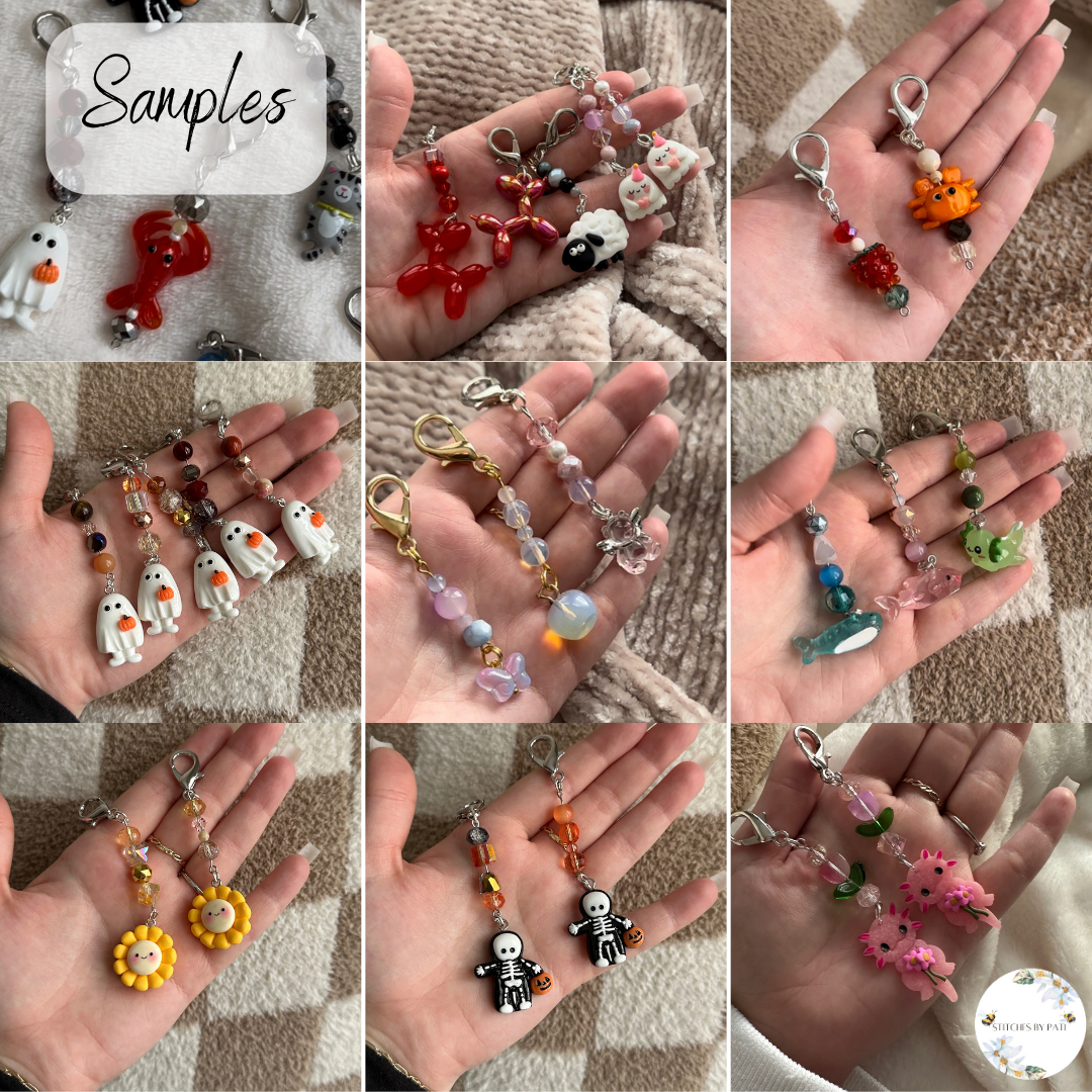 Custom Tiny Stawberry Stitch Marker/Zipper Charm - Lobster Clasp - Crochet/Knitting