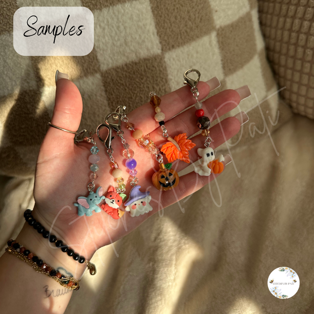 Custom Tiny Stawberry Stitch Marker/Zipper Charm - Lobster Clasp - Crochet/Knitting